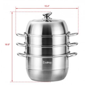 ZOKOP SP-3T Four-Layer 304 Stainless Steel Steamer 11 inch (28cm) 2 Steamer   2 Full Grid
