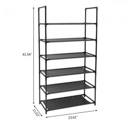 6-Tier Shoe Rack Shoes Storage Organizer Entryway Metal Shoe Holds 18-24 Pairs of Shoes