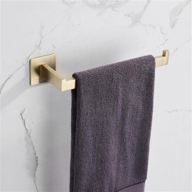 Strong Viscosity Adhesive 4 Pieces Bathroom Accessories Set Without Drilling Brushed Gold Towel Bar Set Holder Rack Robe Hook Tissue Toilet Paper Holder Rustproof 304 Stainless Steel  KJ715PRO-4JIN