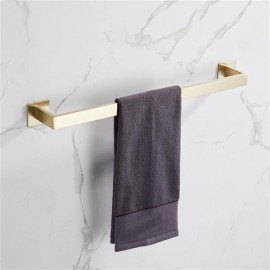 Strong Viscosity Adhesive 4 Pieces Bathroom Accessories Set Without Drilling Brushed Gold Towel Bar Set Holder Rack Robe Hook Tissue Toilet Paper Holder Rustproof 304 Stainless Steel  KJ715PRO-4JIN