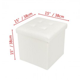 38*38*38 PVC Leather Square Shape Storage Ottoman Concave Surface White