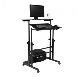 Standing Lifting Computer Desk Double Tube Lifting Larger Black[80*54*70CM]