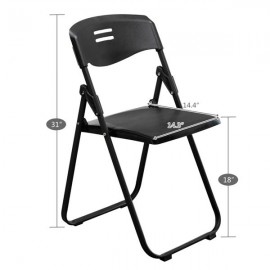 5pcs Office Conference Plastic Folding Chair Black