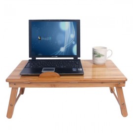 53cm Trendy Adjustable Bamboo Computer Desk Wood Color