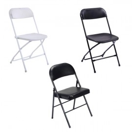 [US-W]4pcs Elegant Foldable Iron & PVC Chairs for Convention & Exhibition Black