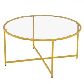 [90 x 90 x 45]cm Simple Cross Foot Single Layer Round Edge Table 90 Round Gold
