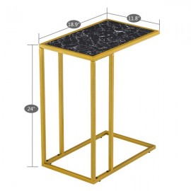 [30 x 48 x 61]cm Marble Simple C-shaped Side Table Black