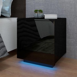 LED Double Side Cabinet Bedside Table White