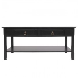 FCH Simple Two Solid Wood Foot End Table Black